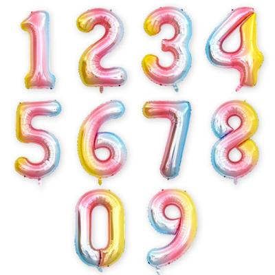 China Wedding Giant 32 Inch Number 0-9 Foil Balloon Rainbow Helium Balloons Birthday Party Wedding For Birthday Party Decoration valentines for sale