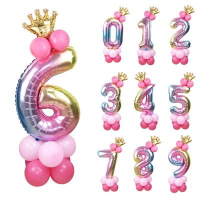 China Wedding Birthday Party Wedding Anniversary Party 13Pcs/set Birthday Balloons Rainbow Number Foil Balloons Kids 1st Party Decorations Balloons Happy Birthday Balloon birthday party for sale