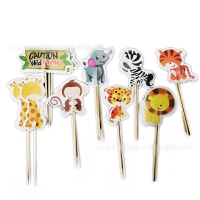 China Safari Cartoon Paper Animals Paper Cake Toppers Supplies Chess Birthday Black White Plaid Brands Baby Shower Gifts For Boys for sale