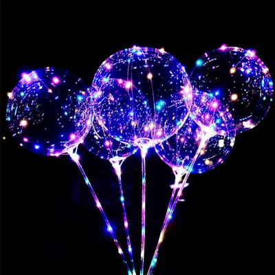 China Environmental friendly transparent led balloon Bobo led light balloons with sticks for sale