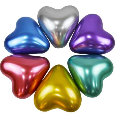 China Wedding Party Decoration 12 Inch Heart Shape Metallic Latex Balloons Wedding Globos Balloons Party Decorations Heart Metallic Balloon for sale