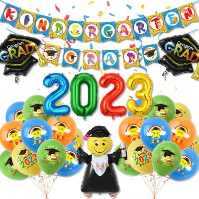 China High Quality Kindergarten Graduation Decoration Party Supplies Banner Latex Foil Balloons 2023 Graduation Balloons for sale