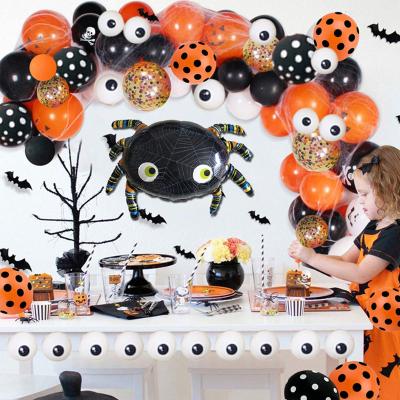 China High Quality Black Orange Confetti Balloons With 3D Spider For Balloon Garland Arch Haunted Room Decorations Halloween Kit for sale