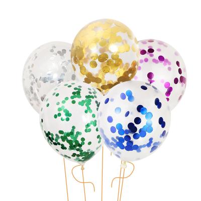 China 18 Inch Golden Balloon Birthday Party Decoration High Quality Stuff Sequin Paper Bubble Confetti Balloon for sale