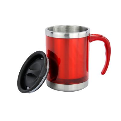 China Sustainable Red 450ml 15oz Insulated Stainless Steel Office Coffee Car Cup Mug With Lid for sale