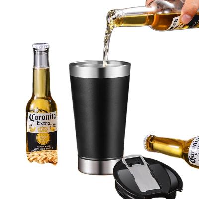 China New Classic/Postmodern 17oz Double Wall Stainless Steel Beer Mug With Opener,Vacuum Mug for sale