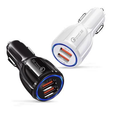 China Mobile Phone Quick Charge 2 Left Qc3.0 2 In 1 Usb Car Charger Phone Fast Fast Car Charger for sale