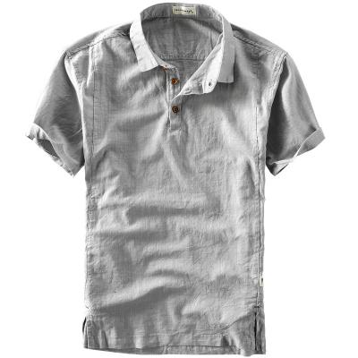 China Anti Shrink Custom Design Lapel Breathable Pure Cotton Casual Short Sleeve Shirts For Men for sale