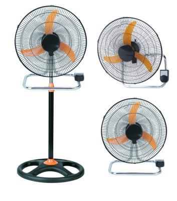 China Hot Selling Hotel Three Fans Three In One 18 Inch Multifunctional Shaking Floor Fan Head Table Fan for sale