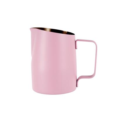 China Wholesale New Stocked Design 450 600ml Pink Stainless Steel Coffee Milk Frother Latte Art Jug for sale