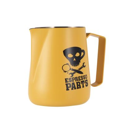 China 450ml Fashion Color Cow Milk Jug Stainless Steel Jug Coffee Latte Stocked Yellow Milk Jug High Quality Style Coffee for sale