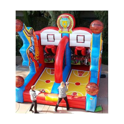 China 0.55mm PVC tarpaulin double hoops inflatable basketball game, outdoor carnival games for adults for sale