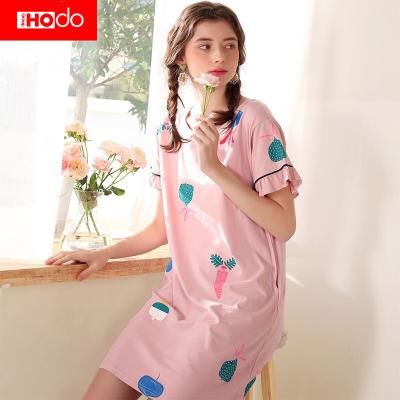 China Breathable Sexy Women Cotton Pajamas Women Nightgown Sleepwear Solid Cartoon PJ Set for sale