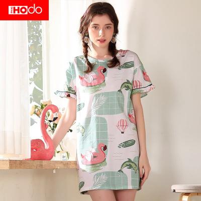 China Sexy Breathable Sleep Wear Cartoon Pajamas Night Dresses Nightgowns Women Pajamas Print Sleepwear Plus Size Print Women Night Dress for sale