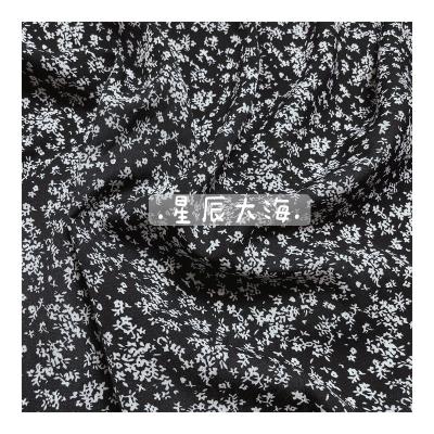 China Tiny Floral Printing Woven Chiffon Korean Silk Fabric 100% Polyester Wholesale Shrink-Resistant Manufacture for Dress or Bag or Curtain for sale