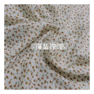 China 100% Polyester Shrink-Resistant Tiny Floral Print Woven Chiffon Korean Silk Fabric For Dress Or Hijab Or Curtain Wholesale for sale