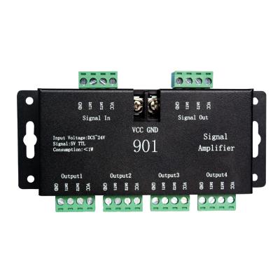 China Pixel Led Strip Lighting DC5V-24V SP901E SPI Output 4 Groups LED Signal Amplifier For Pixel RGB Strip WS2812 WS2811 WS1903 for sale