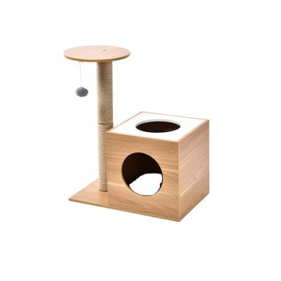 China Viable Style Cat Furniture Cat Tree Luxury Cat Tree Wooden House Minimalism Workmanship for sale