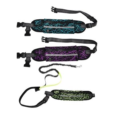 China Padded Hands Cushioning Soft Reflective Belt Free Dog Running Leash With Waist Bag for sale