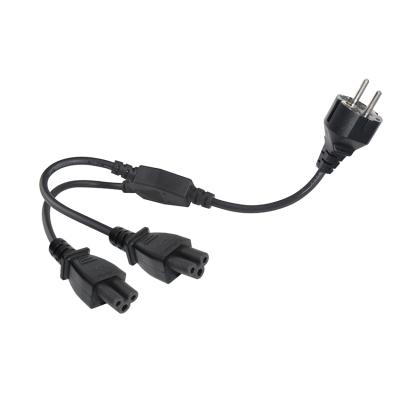 China Industrial H05vv-f 3G*0.75mm2 Cee7 Plugs Eu Male Type Cables European Schuko Plug AC Power Cord IEC C5 Splitter for sale