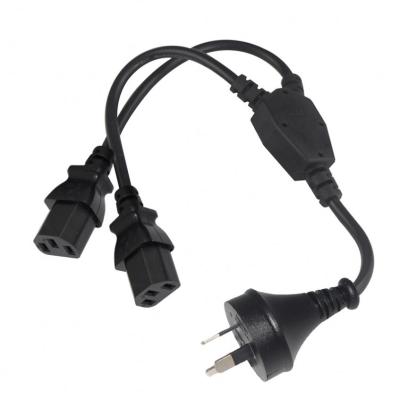 China 12Inches COMPUTER PVC 1.0mm 3C 10A/125V SAA MALE (POLARIZED) 2 To FEMALE Type Power Cord IEC C13 Y Splitter for sale