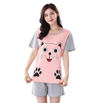 China Summer Women's Breathable Pajamas Set Cute Short Sleeved Home Clothes Women's Cartoon Shorts Two-piece Pajamas for sale