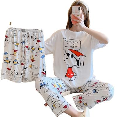 China Breathable pajamas for women factory price homefit textile women's sleepwear Korean three-piece pajamas for sale