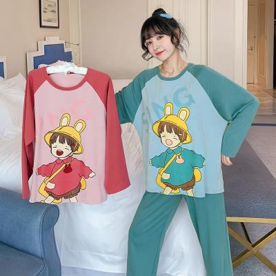 China Breathable living warm pajamas suit for lady 6535 cotton robe for spring and autumn and winter home wear handsome two-piece long-sleeved Sui for sale