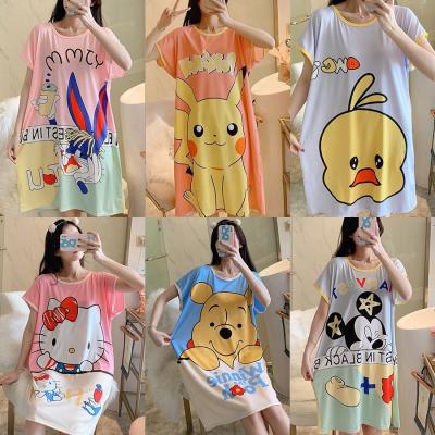 China Summer foreign trade new women's short sleeve sleepwear pajamas set breathable lovely round head necklace wholesale for sale