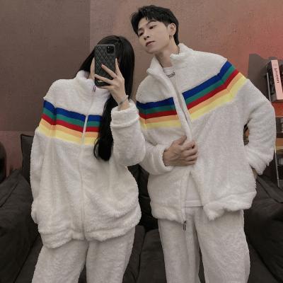 China Winter couples thermal flannel pajamas suits can be worn outside couples' homewear for sale