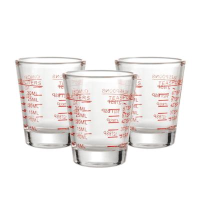 China Small Cylinder 45ml Liquid Scale Sustainable Glass Shot Measuring Cups With Heavy Base For Coffee for sale