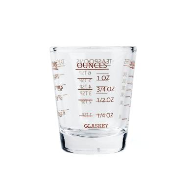 China Sustainable Wholesale Cylinder 30ml Glass Shot Measuring Cup With Scale For Wine Coffee for sale