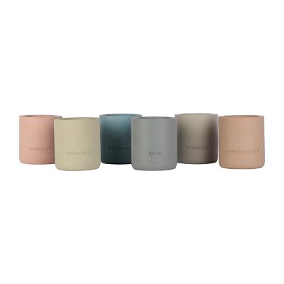 China Wholesale Colorful Home Decoration Cement Candle Jar Holder Vessels For Home Decoration for sale