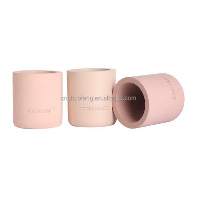 China Home Decoration Hot Sale Cement Candle Jar Empty Colorful Concrete Container For Daily Life Decoration for sale