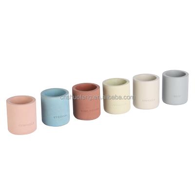 China Wholesale custom empty colorful concrete vessel cement candle jar home decoration for candle decor for sale