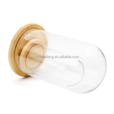 China Customized glass dome cheap glass dome all over wholesale sizes glass bell dome with wood base for sale