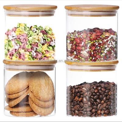 China Wholesale Viable Storage Glass Jar With Airtight Seal Lid Bamboo Coffee Bean And Kitchen Food Container for sale