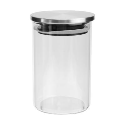 China Factory Sustainable Custom Clear Borosilicate Glass Canisters Storage Jars Directly With Metal Lid for sale