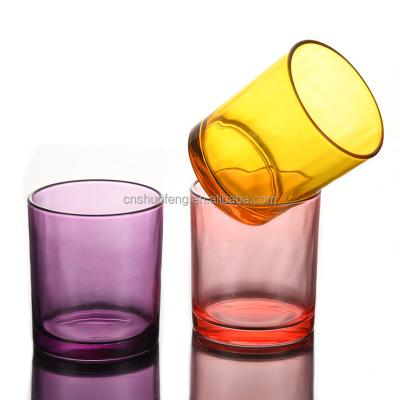 China Home Wholesale Luxury Glass Containers Candle Jar Decoration Empty Colored Glass Candle Holder for sale