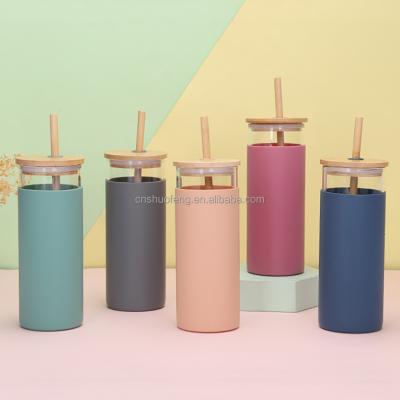 China Simple Modern Colorful Silicone Water Protective Tumbler Bottle With Straw And Lid For Drinking Viable for sale