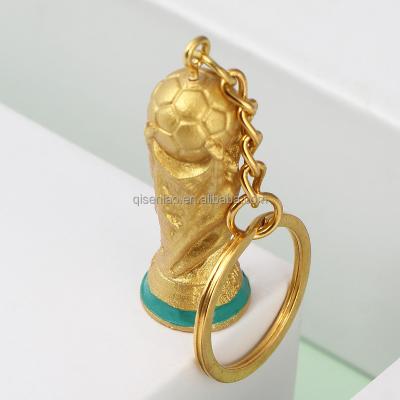 China For 2022 Gift Promotion World Cup Gifts Gold Football Soccer Trophy Metal Key Chain Keychain for sale