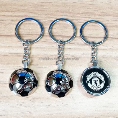 China For Gift Promotion Manufacturer Metal Sports 3d Soccer Football Shape Beautiful Rotating Ball Tag Key Chain for sale