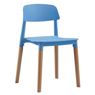 China Modular Plastic Seat Chair Factory Factory Dining PP Seat Plastic Dining Chairs With Solid Wood Legs for sale