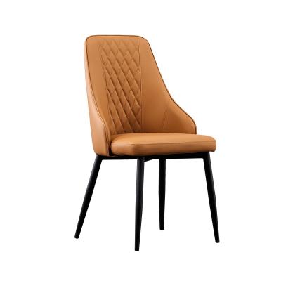 China Modular Metal Fancy Genuine Leather Leg Dining Chair Mid Century Modern Restaurant Hall French Dining Chair for sale