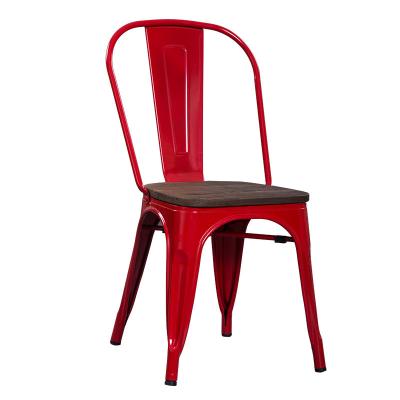 China Modular Factory Vintage Cheap Stackable Coffee Dining Colorful Tolix Metal Chair With Wood Seat for sale