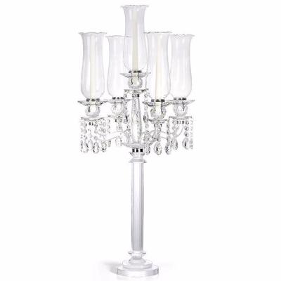 China Factory direct sale 5 luxury crystal wedding candle holder table centerpiece candelabra crystal pieces and home decoration factory arms for sale