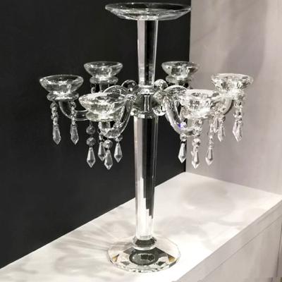 China Place Candles and Flowers Table Top Tall 5 A.M. Crystal Candle Holder Flower Bowl Candelabra Together Wedding Centerpieces for Centerpiece for sale