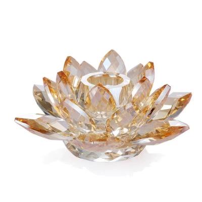 China Cheap home crystal votive light tea flower lotus decoration candle holder tree for party table on sale factory direct sale for sale