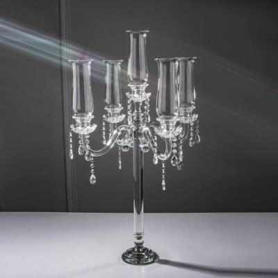 China 5am ​​Glass Wedding Fancy Wholesale Luxury Crystal Wedding Centrepiece Candelabra Candle Holder for sale