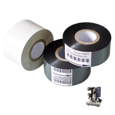 China Black 30mm width date coding foil Supplier hot stamping ribbon for HP241b coding machine hot coding foil en venta